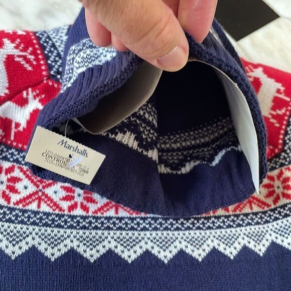 Jingles & Joy Red, White & Blue Knit Reindeer Onesie Set NWT - Picture 6 of 7